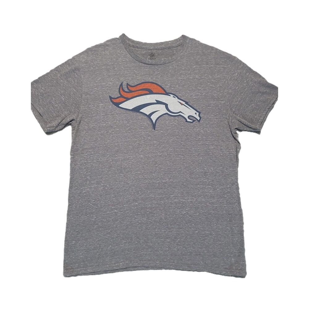 NFL Denver Broncos Graphic T Shirt Mens L Football Team Apparel Gray Tee